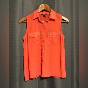 Body Central Button Up Collared Sheer Tank